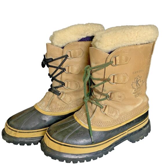 Vintage Sorel Caribou Kaufman Wool Insulated Waterproof Winter Snow Boots Mens 8 - Picture 1 of 16
